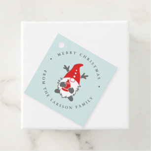 Funny Gnome met Reindeer Antlers kerstmint Bedankjes Labels