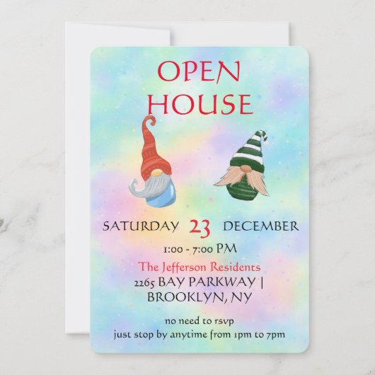 Funny Gnome Party Invitation – Whimsical Cute Kaart (Achterkant)