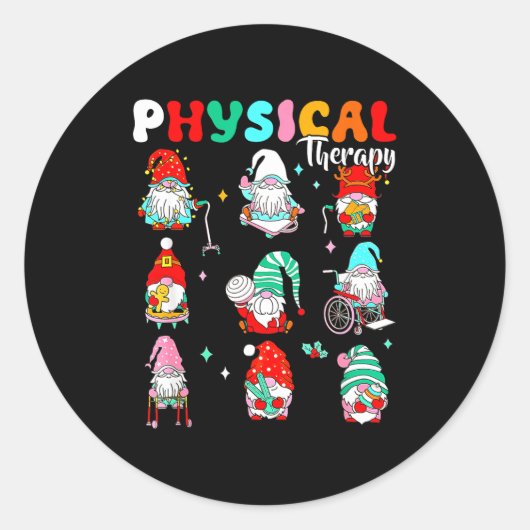 Funny Gnome Physical Therapy Pt Physical Therast C Ronde Sticker (Voorkant)