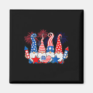 Funny Gnomes Patriotic American Flag Cute Gnomes 4 Magneet