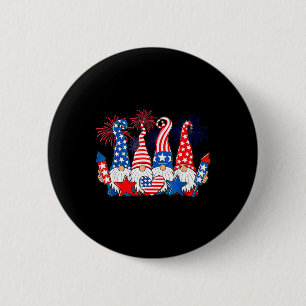 Funny Gnomes Patriotic American Flag Cute Gnomes 4 Ronde Button 5,7 Cm