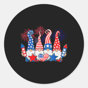 Funny Gnomes Patriotic American Flag Cute Gnomes 4 Ronde Sticker