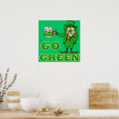 Funny "Go Green" Drink Leprechaun Poster (Keuken)