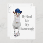 Funny Goat Ate Mijn thuiswerk Briefkaart (Voorkant / Achterkant)