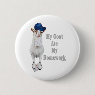 Funny Goat Ate Mijn thuiswerk Ronde Button 5,7 Cm