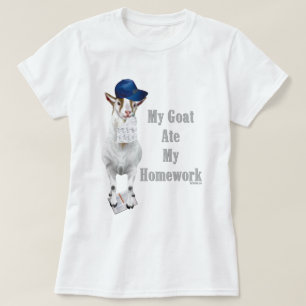 Funny Goat Ate Mijn thuiswerk T-shirt
