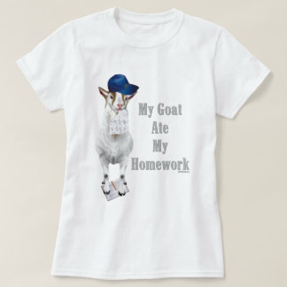 Funny Goat Ate Mijn thuiswerk T-shirt