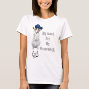 Funny Goat Ate Mijn thuiswerk T-shirt
