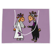Funny Goat Bride en Groom Wedding Groot Cadeauzakje (Voorkant)