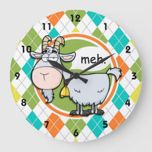Funny Goat Colorful Argyle Pattern Grote Klok