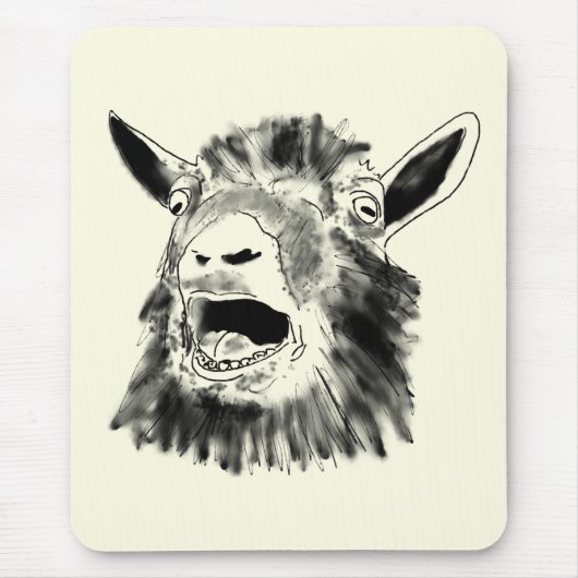 Funny Goat schreeuwt tekening Quirky Animal Art Muismat