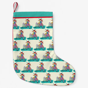 Funny Goat Screaming Colorful Santa Illustration Kleine Kerstsok