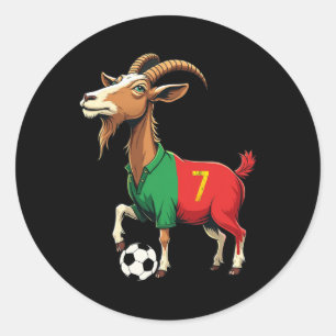 Funny Goat Soccer Football Graphic Mannen Vrouwen  Ronde Sticker