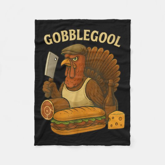 Funny Gobbol Turkey Baker Thanksgiving Fleece Deken (Voorkant)