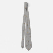 Funny Gold Flamingo Grey Holiday Season Stropdas (Achterkant)