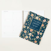 Funny Gold Floral Pattern Name Navy Planner (Display)