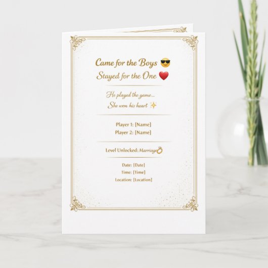 Funny Gold Wedding Invitation Template | Modern Ed Kaart (Voorkant)