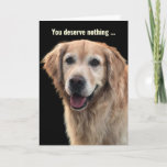 Funny Golden Retriever Carte d'anniversaire<br><div class="desc">Une drôle de carte d'anniversaire golden récupever qui convient à n'importe quel chien ou amoureux des animaux,  et il est personnalisable avec votre message personnalisé.</div>