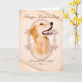 Funny Golden Retriever carte mère de fête (Fleur jaune)