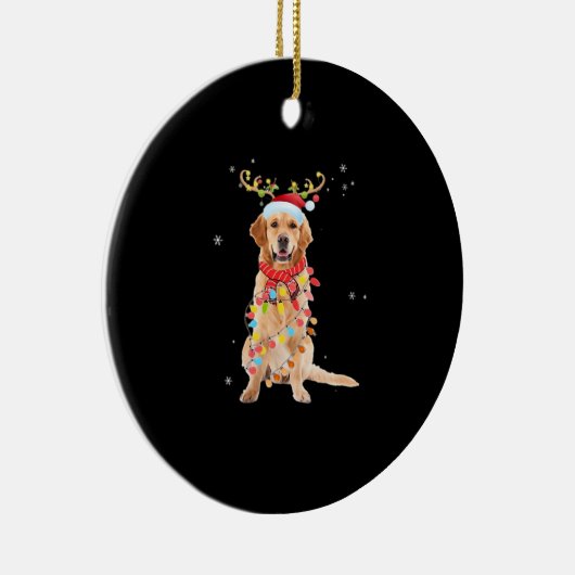 Funny Golden Retriever Christmas Tree Santa Reinde Keramisch Ornament (Rechts)
