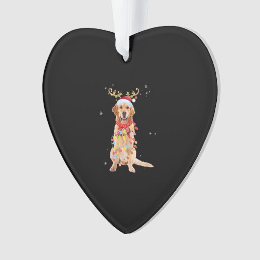 Funny Golden Retriever Christmas Tree Santa Reinde Ornament (voorkant)