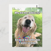 Funny Golden Retriever Cookie Joke Mème carte post (Devant / Derrière)