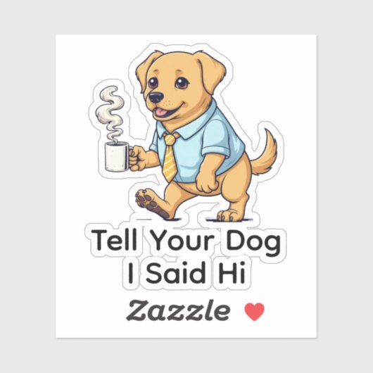 Funny Golden Retriever dog Business Suit Coffee  Sticker (Vel)