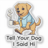 Funny Golden Retriever dog Business Suit Coffee  Sticker (Voorkant)