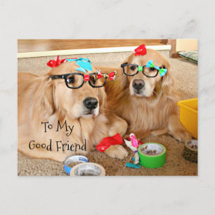 Funny Golden Retriever Friendship Card Briefkaart
