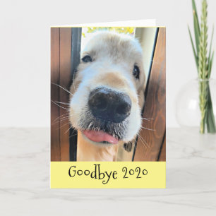 Funny Golden Retriever Goodbye 2020 Nieuwjaar Feestdagen Kaart