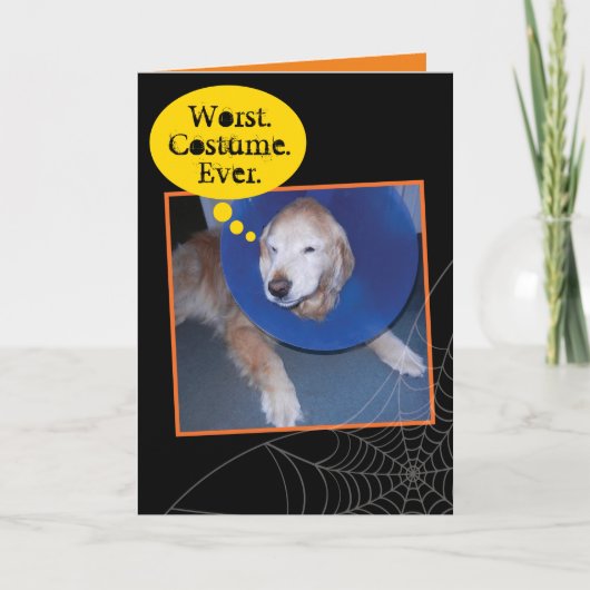 Funny Golden Retriever Halloween Cone of Shame Kaart (Voorkant)