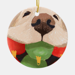 Funny Golden Retriever met Kerstval Mouth Keramisch Ornament