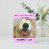 Funny Golden Retriever Quarantine Joke Meme Briefkaart (Staand voorkant)