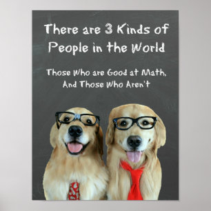 Funny Golden Retriever Wiskunde Joke Classroom Poster