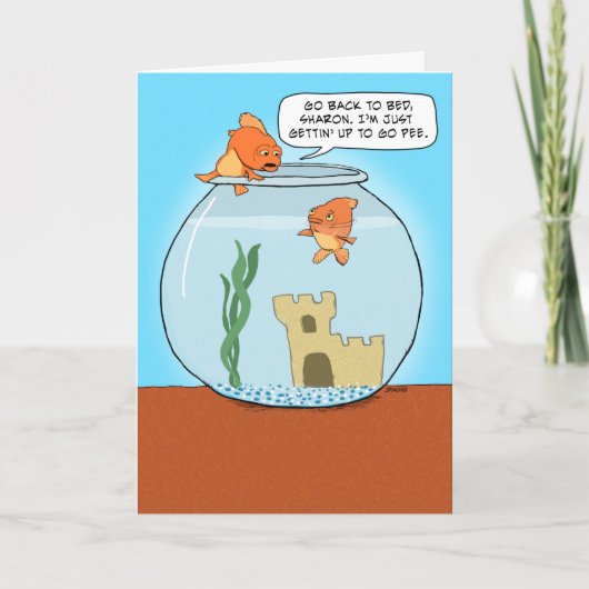 Funny Goldfish Pee Carte d'anniversaire (Devant)