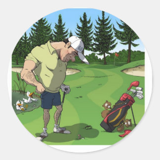 Funny golf afbeelding ronde sticker
