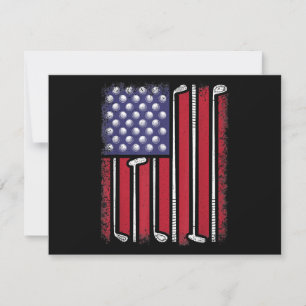 Funny Golf American Flag Golf Speler Golfe Bedankkaart