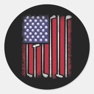 Funny Golf American Flag Golf Speler Golfe Ronde Sticker