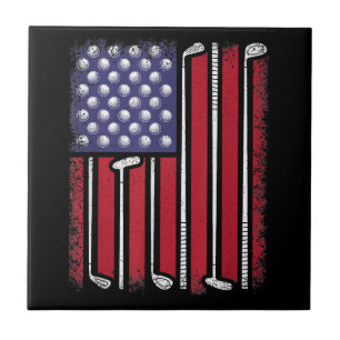 Funny Golf American Flag Golf Speler  Golfe Tegeltje