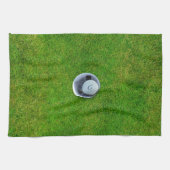 Funny Golf Ball Monogram Green Kitchen Towel Theedoek (Horizontaal)