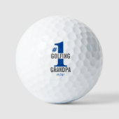 Funny Golf Balls #1 Golfing Grandpa Blue Monogram Golfballen (Voorkant)