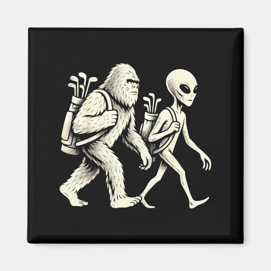 Funny Golf Bigfoot Sasquatch Alien Ufo Golfer  Magneet (Voorkant)