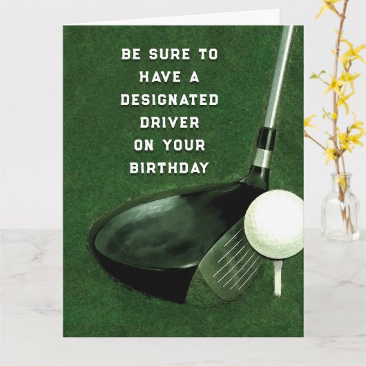 Funny Golf Birthday Kaart (Gele Bloem)