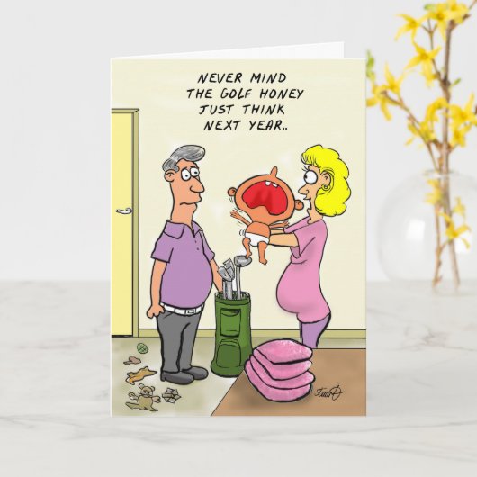 Funny Golf Carte d'anniversaire (Fleur jaune)