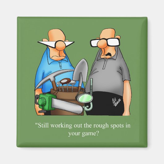 Funny Golf Cartoon Vierkant Magnet Magneet (Voorkant)