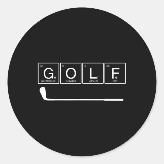 Funny Golf Chemical Elements Periodic Table Golf L Ronde Sticker (Voorkant)