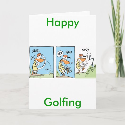 Funny Golf Comic Carte de voeux (Devant)