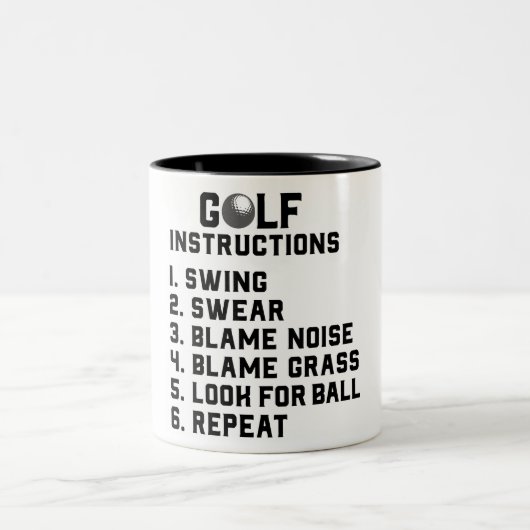 Funny Golf Instructions Tweekleurige Koffiemok (Center)