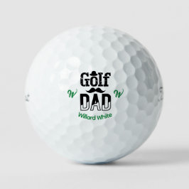 Funny Golf Papa met Pet en snorren Monogram Golfballen