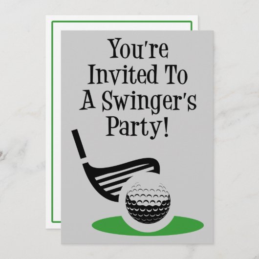 Funny Golf Swinger Invitation (Devant / Derrière)